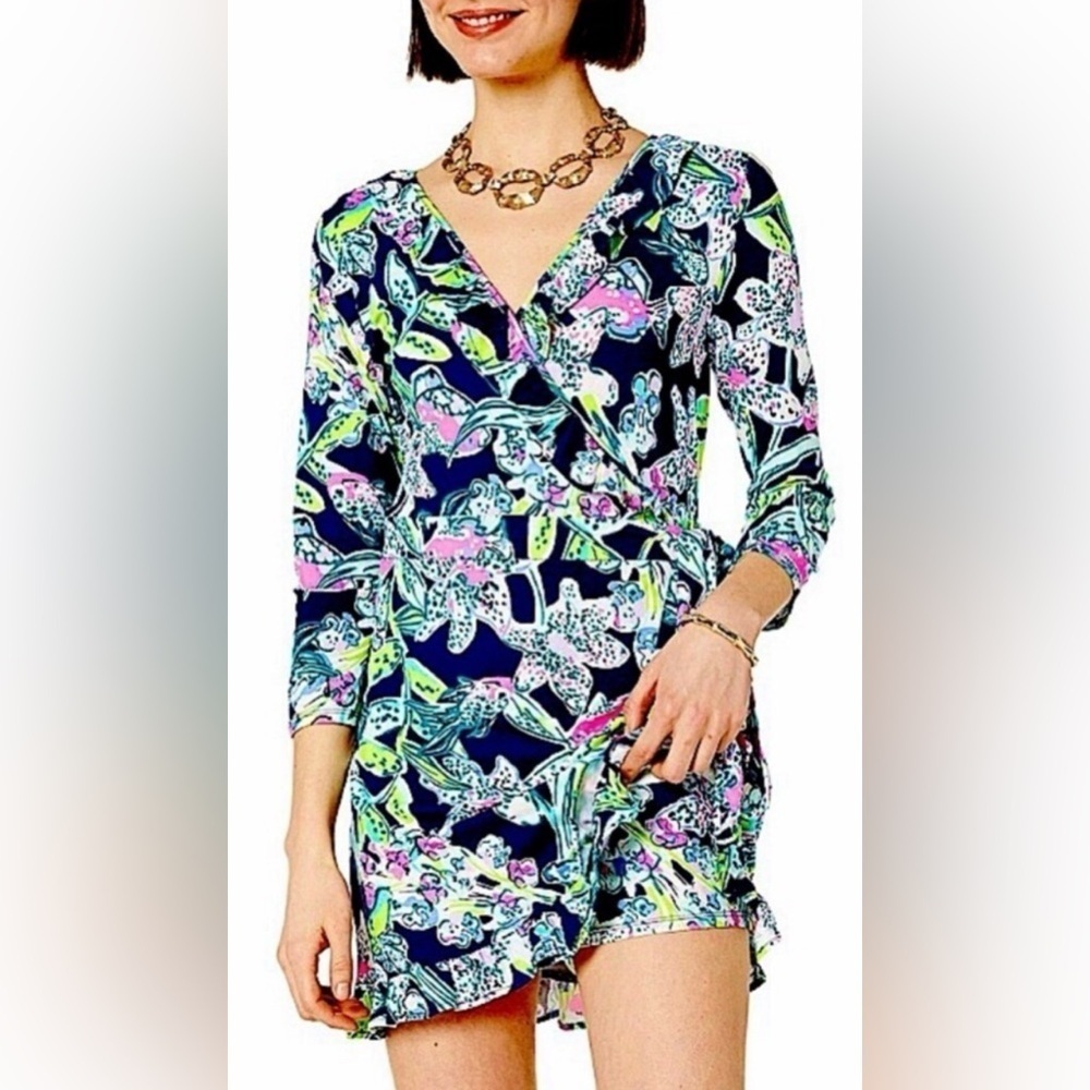 Lilly Pulitzer Jessalynne Romper Bright Navy Sway This Way Size Medium EUC